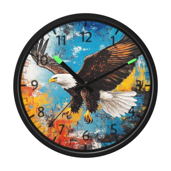 DIXRUYEE Voice Activated LED Night Wall Clock Size:12in Eagles in Flight Pattern