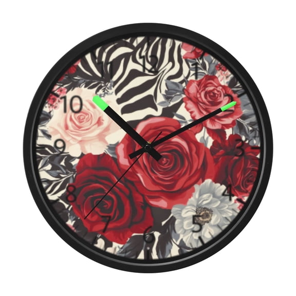 DIXRUYEE Voice Activated LED Night Wall Clock Size:12in Elegant Blossom Mix Pattern