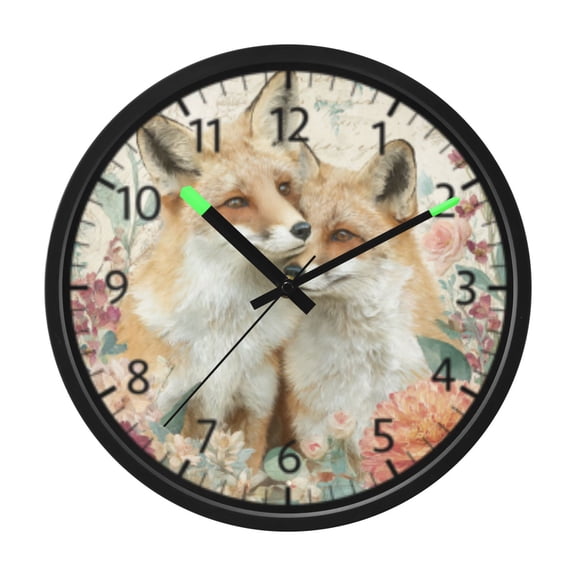 DIXRUYEE Voice Activated LED Night Wall Clock Size:12in Ember Fox Pattern