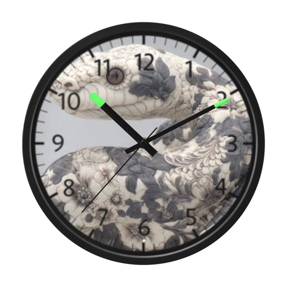 DIXRUYEE Voice Activated LED Night Wall Clock Size:12in Floral Snake Pattern