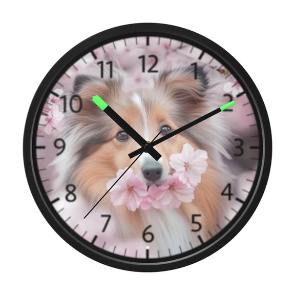 DIXRUYEE Voice Activated LED Night Wall Clock Size:12in Floral Whisper Pattern