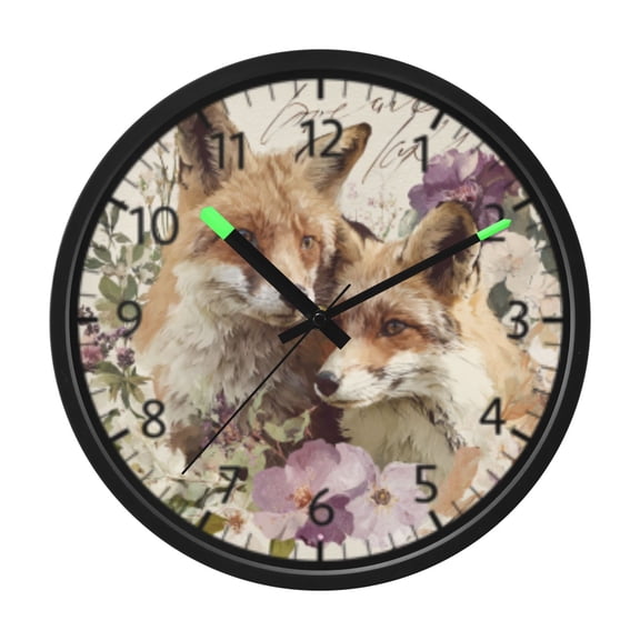 DIXRUYEE Voice Activated LED Night Wall Clock Size:12in Fox Bloom Pattern