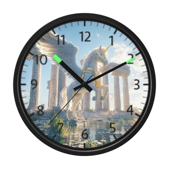 DIXRUYEE Voice Activated LED Night Wall Clock Size:12in Legendary Pegasus Pattern