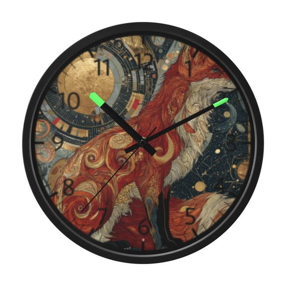 DIXRUYEE Voice Activated LED Night Wall Clock Size:12in Lunar Fox Enchantment Pattern