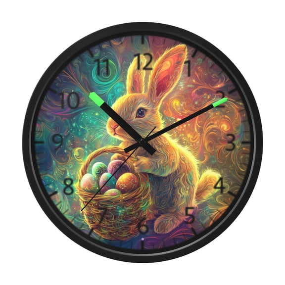 DIXRUYEE Voice Activated LED Night Wall Clock Size:12in Magical Bunny Pattern