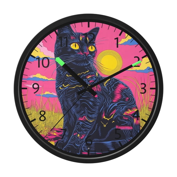 DIXRUYEE Voice Activated LED Night Wall Clock Size:12in Neon Dreams Pattern