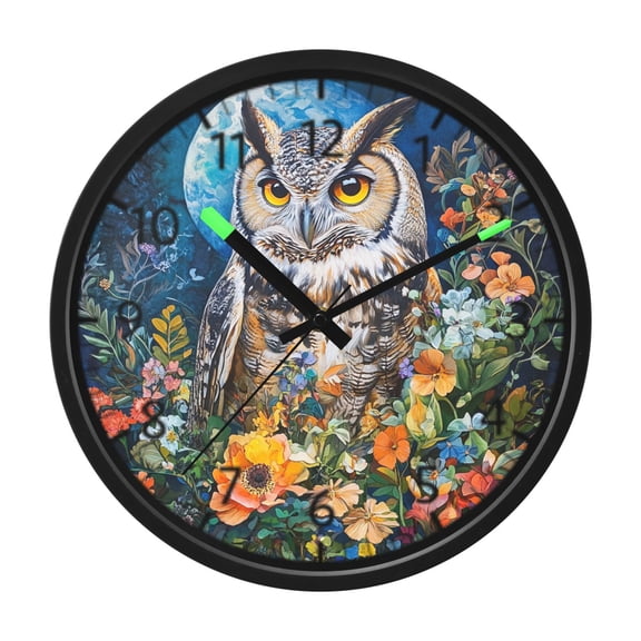 DIXRUYEE Voice Activated LED Night Wall Clock Size:12in Owl Of The Night Pattern