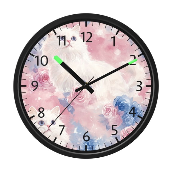 DIXRUYEE Voice Activated LED Night 12in Clock with Pastel Paws Pattern