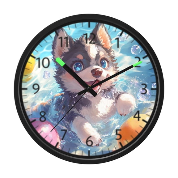 DIXRUYEE Voice Activated LED Night Wall Clock Size:12in Pool Party Playtime Pattern