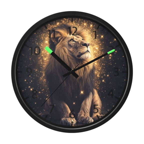 DIXRUYEE Voice Activated LED Night Wall Clock Size:12in Regal Lion in The Stars Pattern