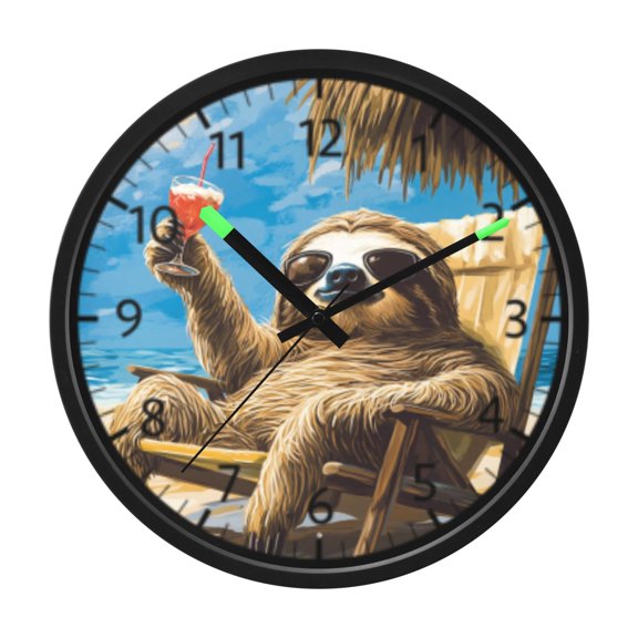 DIXRUYEE Voice Activated LED Night Wall Clock Size:12in Relaxing Sloth on The Beach Pattern