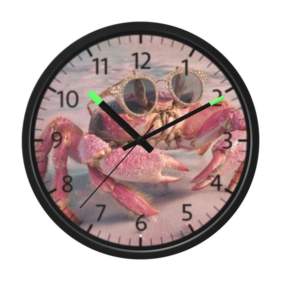 DIXRUYEE Voice Activated LED Night Wall Clock Size:12in Sleek Glass Crab Pattern