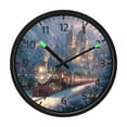 thumbnail image 1 of DIXRUYEE Voice Activated LED Night Wall Clock Size:12in Snowy Castle Train Pattern, 1 of 8