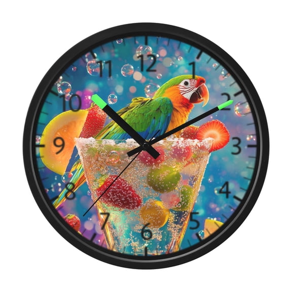 DIXRUYEE Voice Activated LED Night Wall Clock Size:12in Sparkling Summer Sips Pattern