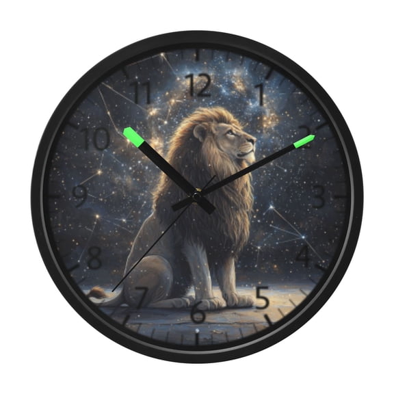 DIXRUYEE Voice Activated LED Night Wall Clock Size:12in Stargazing Lion Pattern