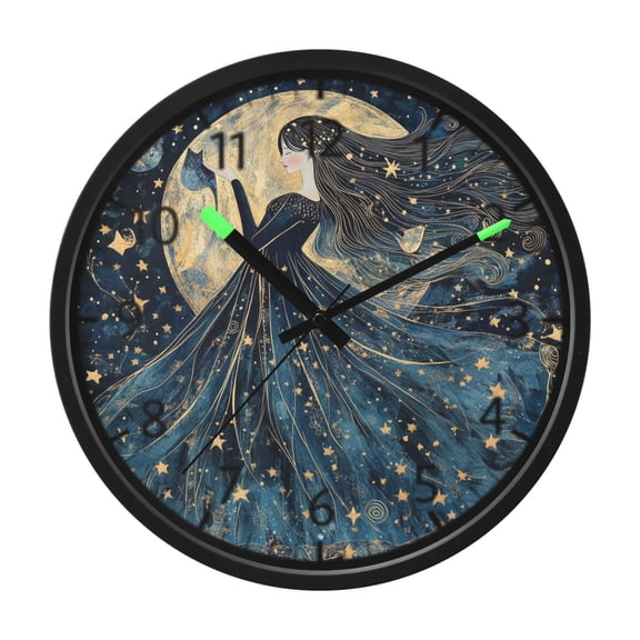 DIXRUYEE Voice Activated LED Night Wall Clock Size:12in Starlit Dancer Pattern