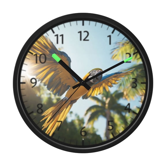 DIXRUYEE Voice Activated LED Night Wall Clock Size:12in Sunlit Parrot Flying Against The Sky Pattern