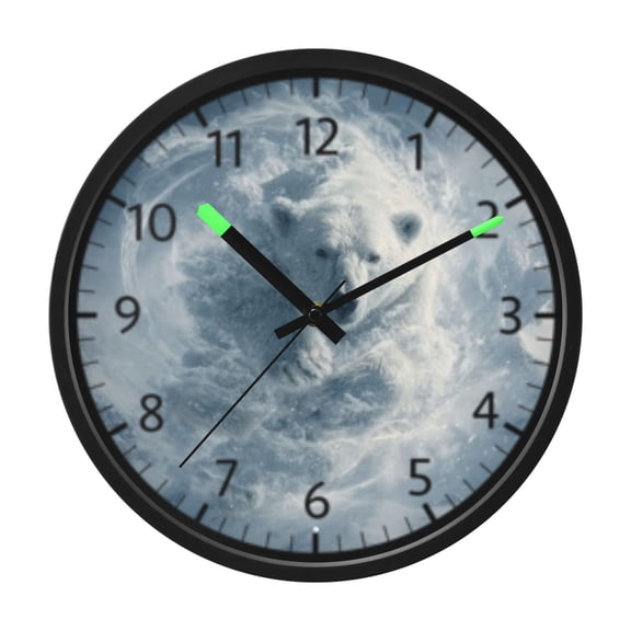 DIXRUYEE Voice Activated LED Night Wall Clock Size:12in Swirl Polar Bear Pattern