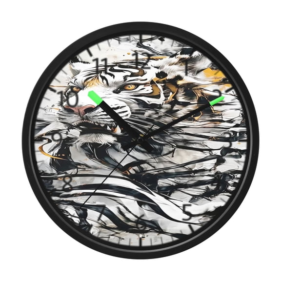 DIXRUYEE Voice Activated LED Night Wall Clock Size:12in Tiger Rising Pattern