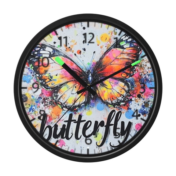 DIXRUYEE Voice Activated LED Night Wall Clock Size:12in Vibrant Metamorphosis Pattern