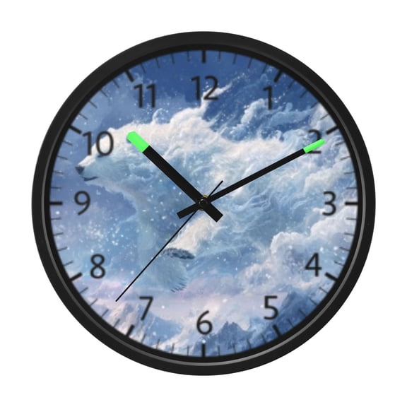 DIXRUYEE Voice Activated LED Night Wall Clock Size:12in Wave Polar Bear Pattern