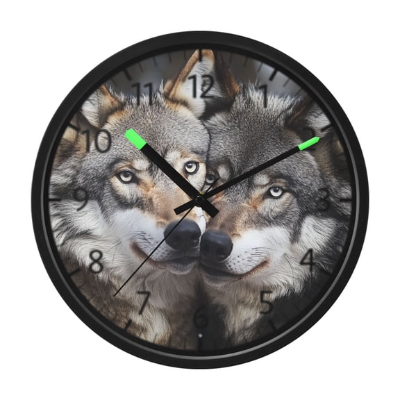 DIXRUYEE Voice Activated LED Night Wall Clock Size:12in Wolves Of The Wild Pattern