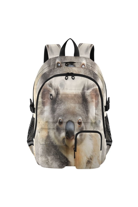 Watercolor Koala Backpack for School 14Laptop Compatible with Reflective Safety Strips