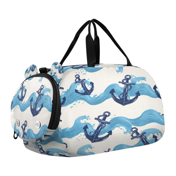 DIXRUYEE Wave Boat Anchor Pattern Scale Duffel Bag With Ventilated Shoe Pocket & Adjustable Strap for Gym, Dance & Travel