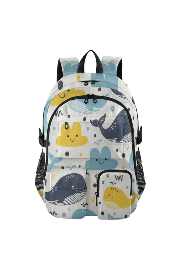 Whale Cloud Backpack for School 14Laptop Compatible with Reflective Safety Strips