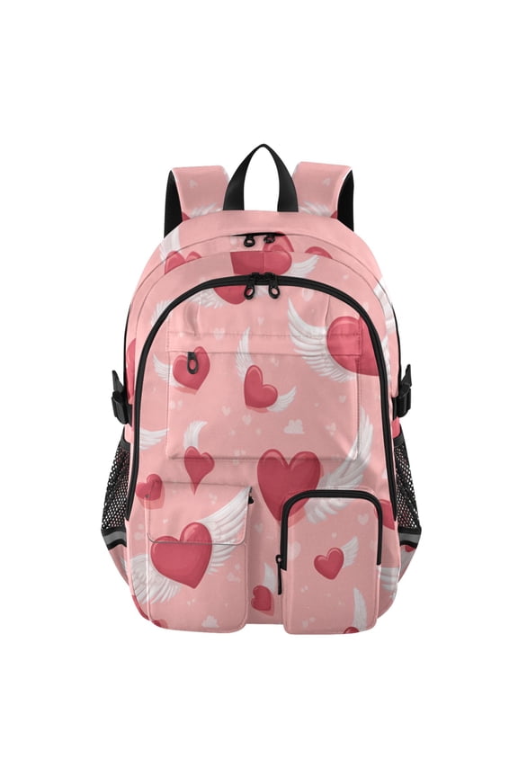 Winged Heart Whispers Backpack for School 14Laptop Compatible with Reflective Safety Strips