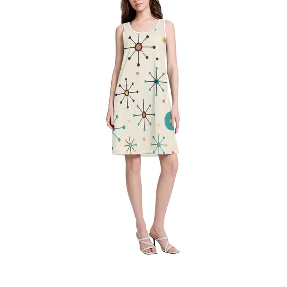 DIXRUYEE Womens Dresses Loose Neck Sleeveless Oversize 207018933 Pattern