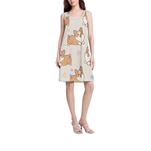 DIXRUYEE Womens Dresses Loose Neck Sleeveless Oversize Cargi Pattern Pattern