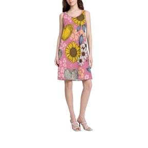 DIXRUYEE Womens Dresses Loose Neck Sleeveless Oversize Flowers Vinta Pattern Pattern