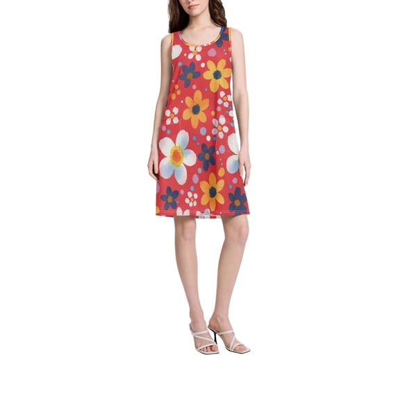 DIXRUYEE Womens Dresses Loose Neck Sleeveless Oversize Mtqzodmwmzk4vk12wfbszxnmterp Pattern