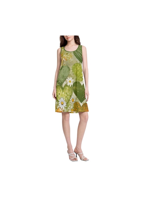 DIXRUYEE Womens Dresses Loose Neck Sleeveless Oversize {name} Pattern