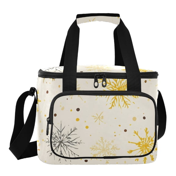 DIXRUYEE Yellow Orange Snow Flower Pattern Cooler BagWaterproof 600D Oxford Cloth Leakproof Lunch Bag with Multiple Pockets for Picnics, Potlucks, Barbecues, Outdoor Activities