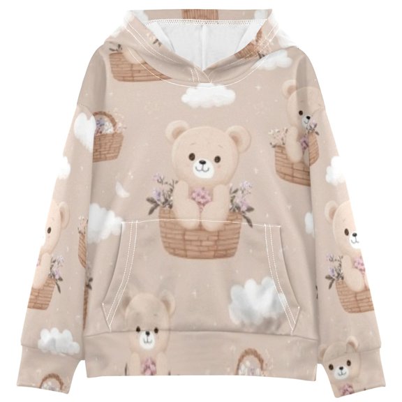 DIXRUYEE Youth Hoodie Pullover Sweatshirt Basket Bear Printed