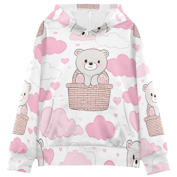 DIXRUYEE Youth Hoodie Pullover Sweatshirt Blush Cloud Basket Bears Printed