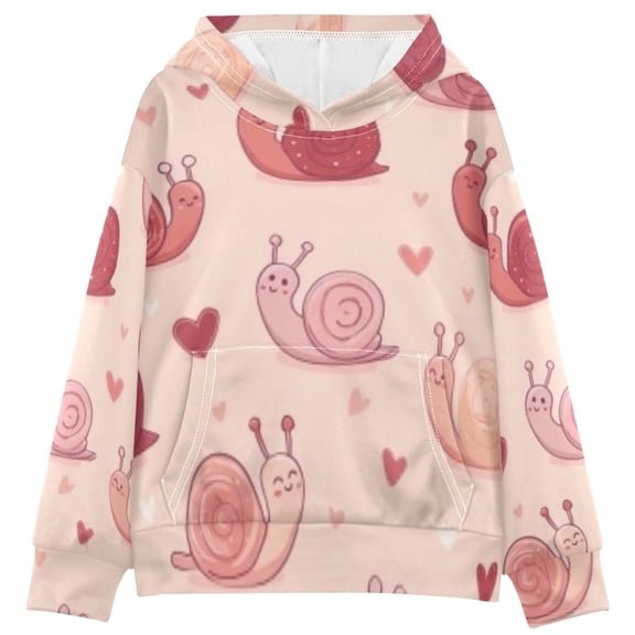 DIXRUYEE Youth Hoodie Pullover Sweatshirt Blush Snail Heart Printed