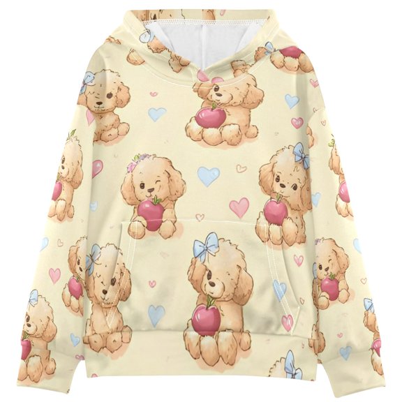 DIXRUYEE Youth Hoodie Pullover Sweatshirt Bow Bear Hearts Printed