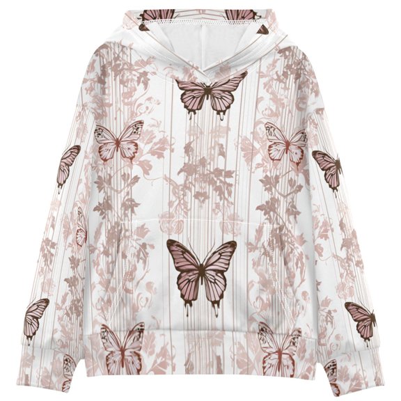 DIXRUYEE Youth Hoodie Pullover Sweatshirt Butterfly Garden Stripe Printed