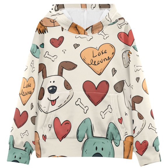 DIXRUYEE Youth Hoodie Pullover Sweatshirt Canine Carnival Printed