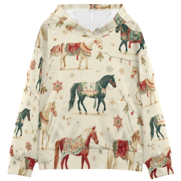 DIXRUYEE Youth Hoodie Pullover Sweatshirt Carousel Horses Printed