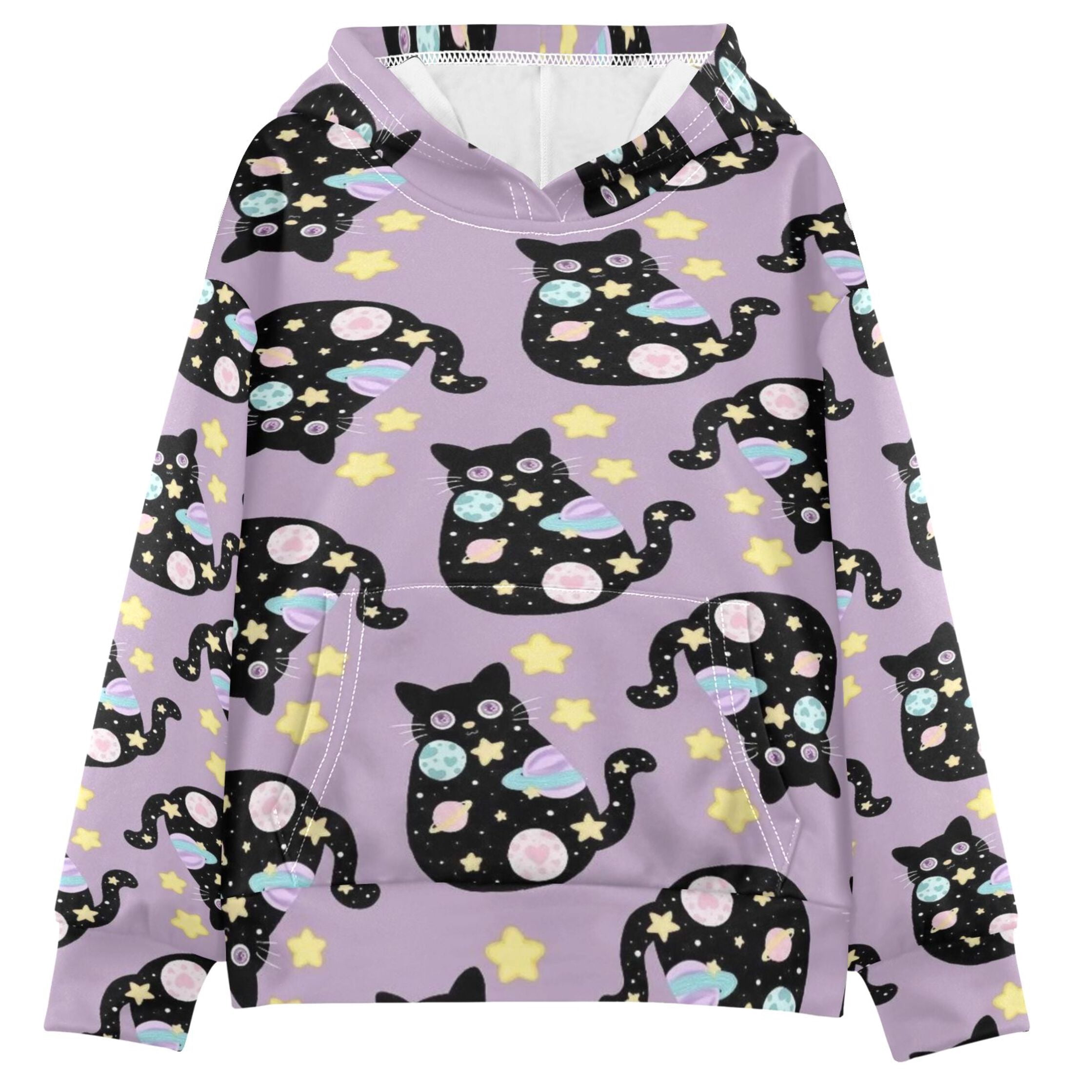 DIXRUYEE Youth Hoodie Pullover Sweatshirt Cats with Spots on Purple ...