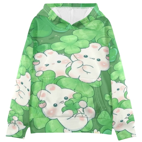 DIXRUYEE Youth Hoodie Pullover Sweatshirt Clover Crew Printed