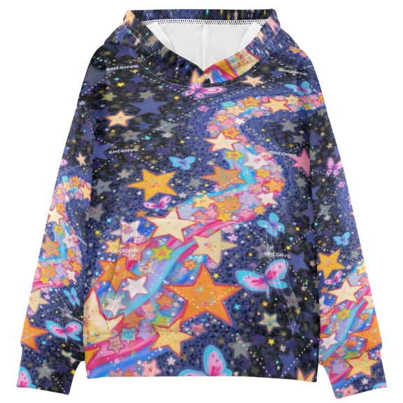 DIXRUYEE Youth Hoodie Pullover Sweatshirt Colorful Starry Printed