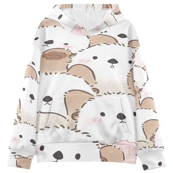 DIXRUYEE Youth Hoodie Pullover Sweatshirt Creamy Canine Cuddle Crew Printed