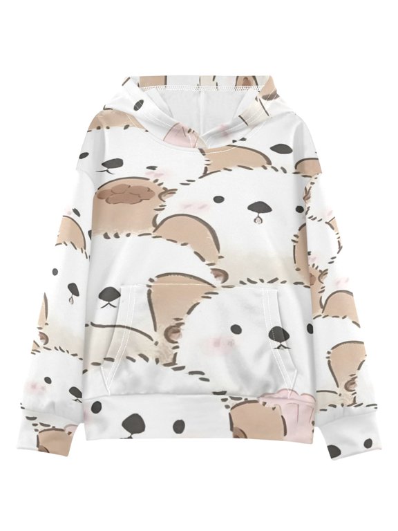 DIXRUYEE Youth Hoodie Pullover Sweatshirt Creamy Canine Cuddle Crew Printed