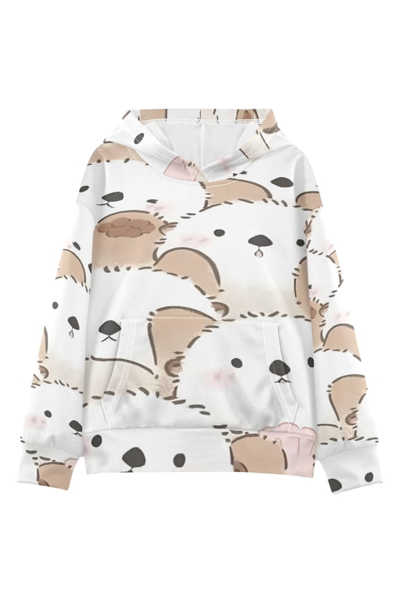 DIXRUYEE Youth Hoodie Pullover Sweatshirt Creamy Canine Cuddle Crew Printed