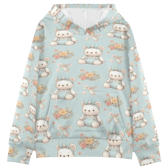 DIXRUYEE Youth Hoodie Pullover Sweatshirt Cute Bears on Light Blue Printed